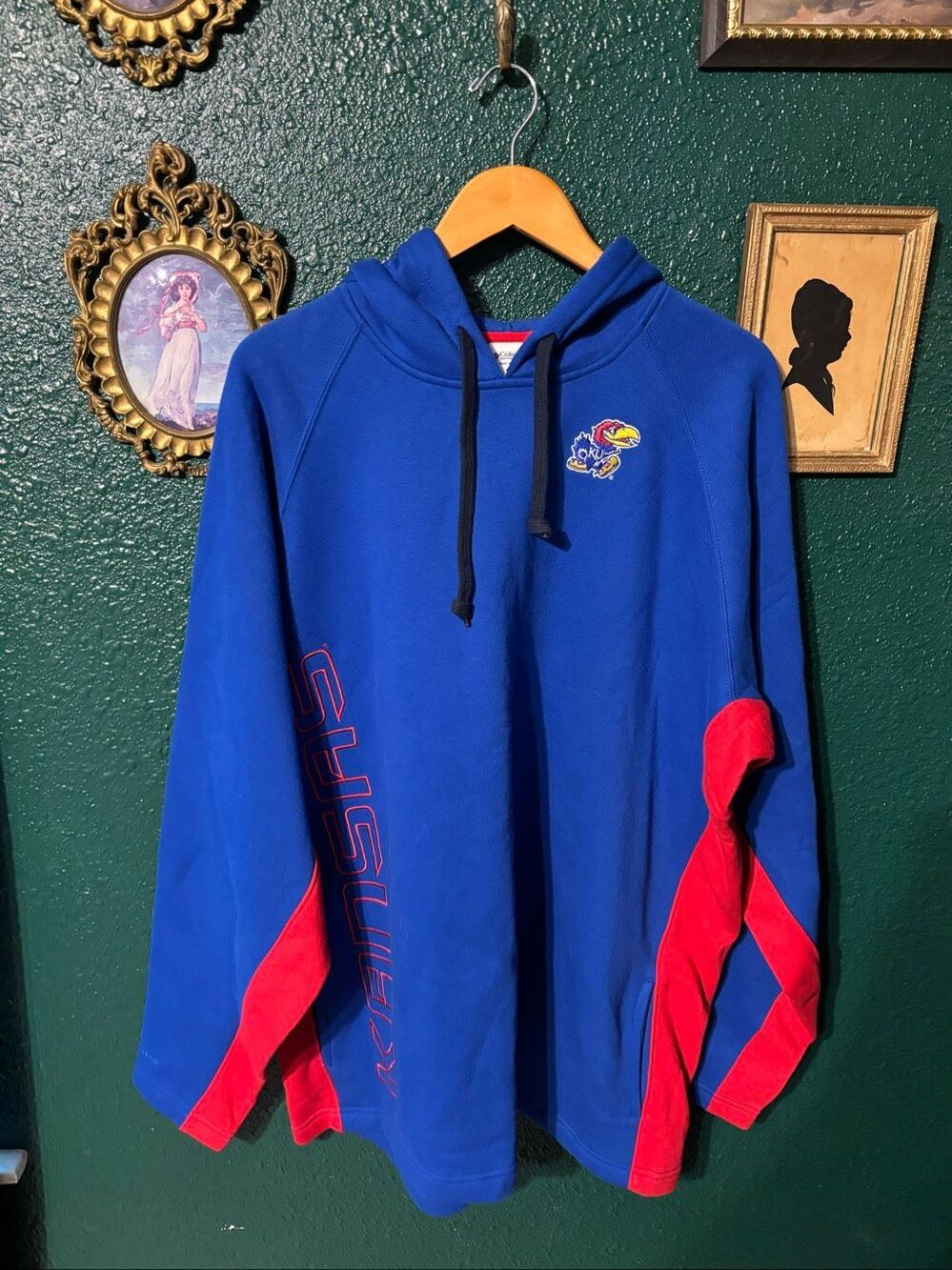 KANSAS JAYHAWKS COLUMBIA HOODIE SZ XXL BLUE